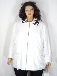 Дамско макси зимно яке в големи размери с две лица и сваляща качулка в бяло  06 00224