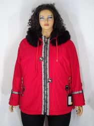 Дамско макси зимно яке в големи размери със сваляща качулка в червено  06 00226