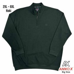 Мъжка блуза с цип и интересна плетка в големи размери тъмно зелена  20 00527