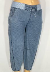 Дамски макси  еластичен тънък спортно елегантен панталон в големи размери тип шалвар ,широк ластик и връзка в синьо рае   03 00567