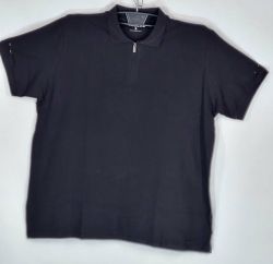 Мъжка тениска тип лакоста с яка и цип в големи размери 28 000099