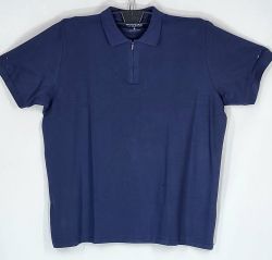 Мъжка тениска тип лакоста с яка и цип в големи размери 28 000101