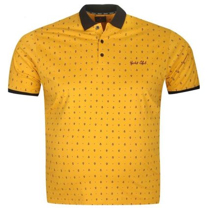 Мъжка тениска тип лакоста с яка и копчета в големи размери с щампа на котви 20 00460