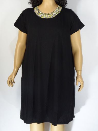 Дамска макси рокля от трико в големи размери с маниста на бието 05 00250