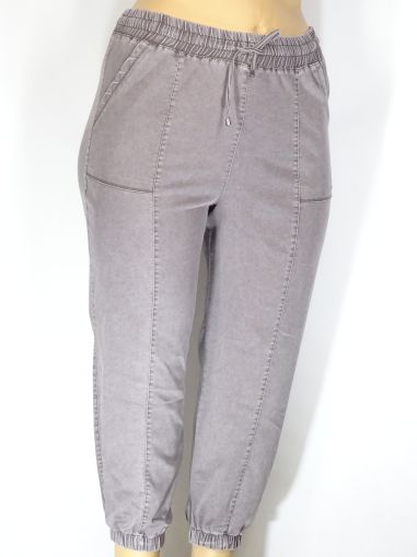 Дамски макси спортни летни еластични панталони в големи размери с ластик на крачола и връзки  03 00411