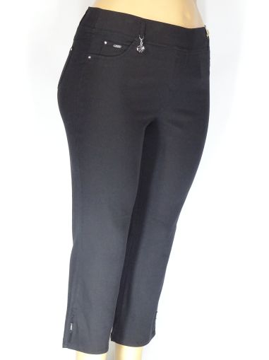Дамски макси летен еластичен панталон в големи размери с нежки камъчета на крачола 03 00416