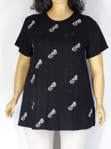 Дамска макси блуза в големи размери с щампа  и камъчета 01 01231