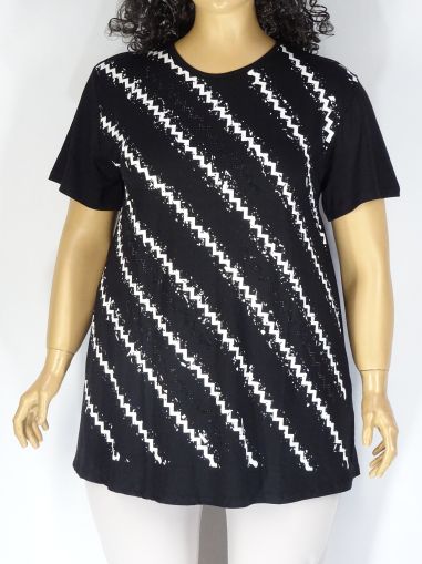 Дамска макси блуза в големи размери с щампа  и камъчета 01 01233