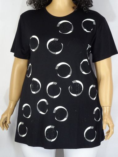 Дамска макси блуза в големи размери с щампа  и камъчета 01 01261