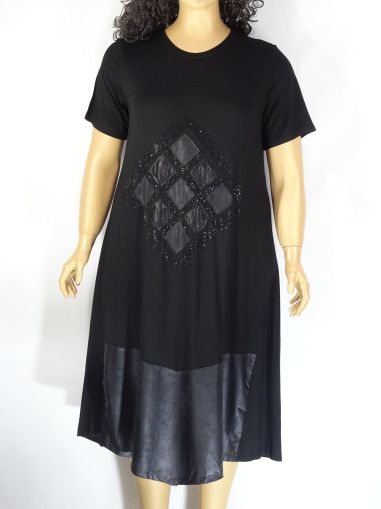 Дамска макси рокля в големи размери с апликация ромб и камъчета  05 00282