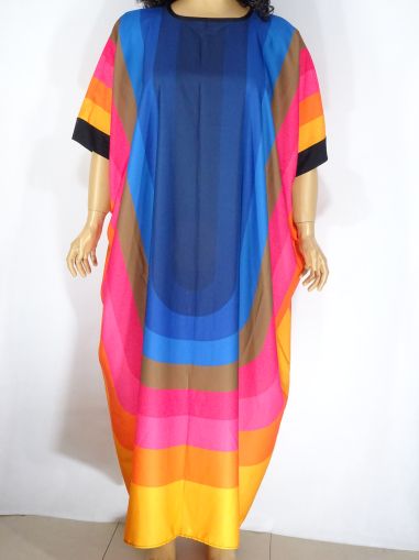 Дамска макси дълга широка рокля в големи размери с интересна щампа от различни цветове 05 00298