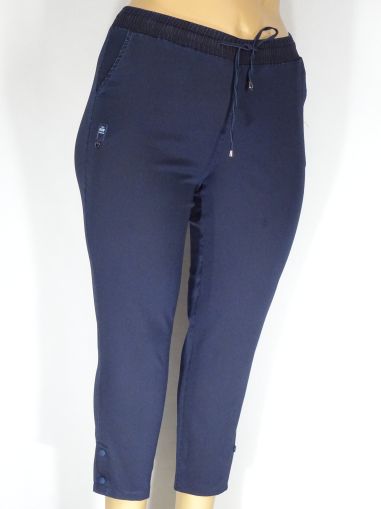 Дамски макси спортни  еластични панталони в големи размери с ластик  и връзки в тъмно синьо  03 00455