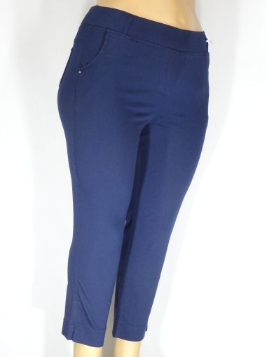 Дамски макси  еластичен панталон в големи размери изчистен в синьо 03 00458