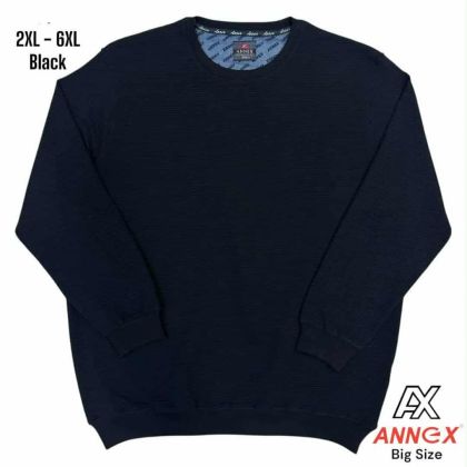 Мъжка блуза плътна  по врата в големи размери в черно  20 00524