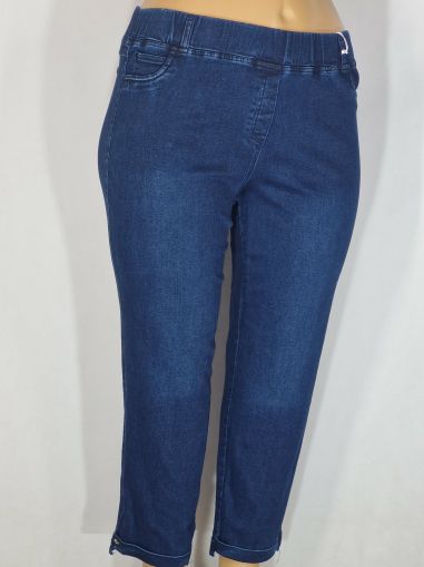 Дамски макси спортни плътни  еластични дънки в големи размери изчистени с маншет в  синьо     02 00558