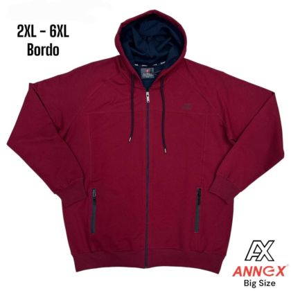 Мъжки тънък суичер с качулка в големи размери 27 00013