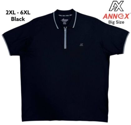 Мъжка тениска тип лакоста с яка и цип в големи размери 28 000070