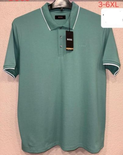 Мъжка тениска тип лакоста с яка и копчета в големи размери 28 000074