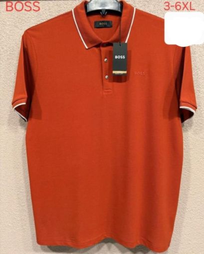 Мъжка тениска тип лакоста с яка и копчета в големи размери 28 000076