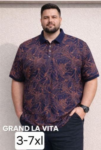 Мъжка блуза с  яка и копчета в големи размери 28 000077