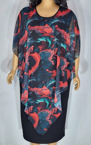 Дамска макси официална рокля в големи размери от ликра и  шифон 05 00372