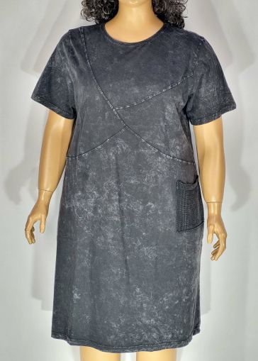 Дамска макси рокля от  варен памук в големи размери изчистена в сиво 05 00373