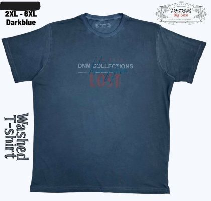 Мъжка тениска варен памук в големи размери с щампа в синьо 28 000081