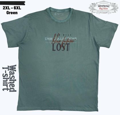 Мъжка тениска варен памук в големи размери с щампа в зелено 28 000082