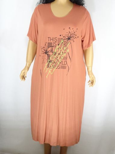 Дамска макси лятна рокля в големи размери с апликация и джобове 05 00214