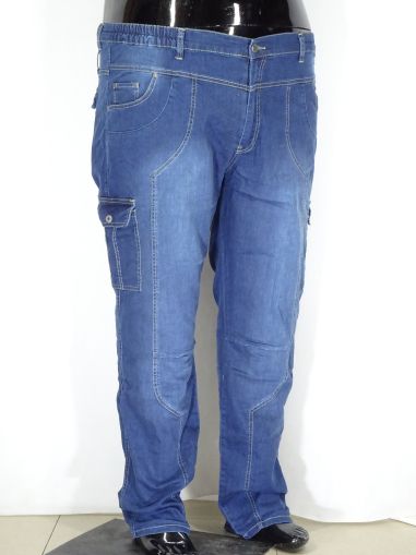 Мъжки модерни летни дънки в големи размери със странични джобове 21 00059