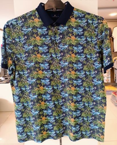 Мъжка блуза в големи размери с яка от  плат тип лакоста 20 00399