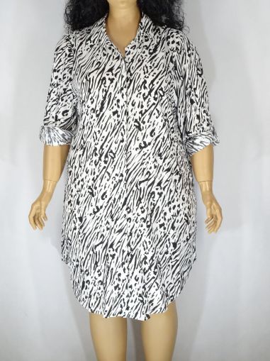 Дамска макси дълга риза-рокля в големи размери с интересна щампа 05 00224