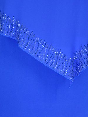 Дамска макси официална рокля от трико и шифон с камъни в турско синьо 05 00241
