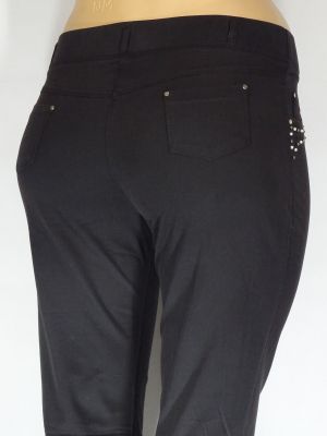 Дамски макси летен еластичен панталон в големи размери с камъчета и перли на джобовете 03 00394