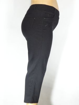Дамски макси летен еластичен панталон в големи размери с нежни камъчета на джоба 03 00396