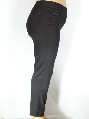 Дамски макси летен еластичен панталон в големи размери с камъчета на джоба и крачола 03 00397