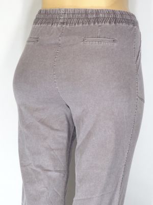 Дамски макси спортни летни еластични панталони в големи размери с ластик на крачола и връзки  03 00411