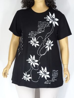 Дамска макси блуза в големи размери с щампа  и камъчета 01 01230