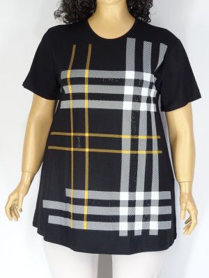 Дамска макси блуза в големи размери с щампа  и камъчета 01 01234