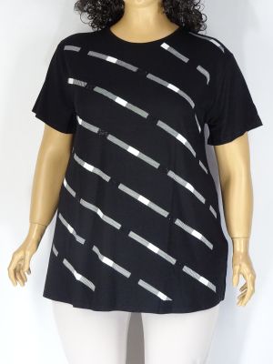 Дамска макси блуза в големи размери с щампа  и камъчета 01 01237