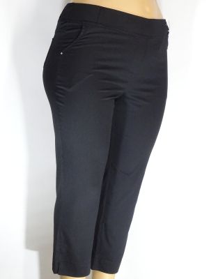 Дамски макси  еластичен панталон в големи размери изчистен в черно 03 00422