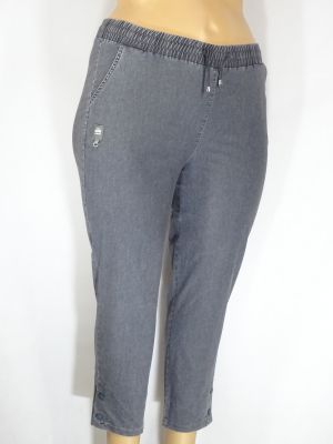 Дамски макси спортни летни еластични панталони в големи размери с ластик  и връзки в сиво  03 00423
