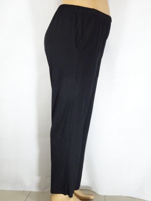 Дамски макси трико панталон в големи размери на ластик от тънко непрозрачно трико с джобове 09 00068