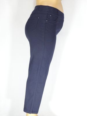 Дамски макси еластичен  панталон в големи размери изчистен в тъмно синьо  03 00456