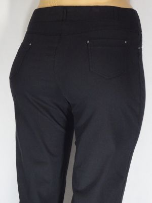 Дамски макси еластичен  панталон в големи размери изчистен в черно  03 00457