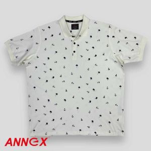 Мъжка тениска тип лакоста с яка и копчета в големи размери с щампа 20 00355601
