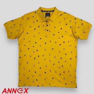 Мъжка тениска тип лакоста с яка и копчета в големи размери с щампа 20 00355602