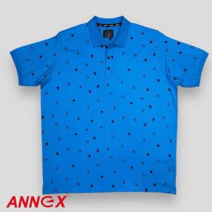 Мъжка тениска тип лакоста с яка и копчета в големи размери с щампа 20 00355603