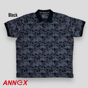 Мъжка тениска тип лакоста с яка и копчета в големи размери с щампа 20 0035639