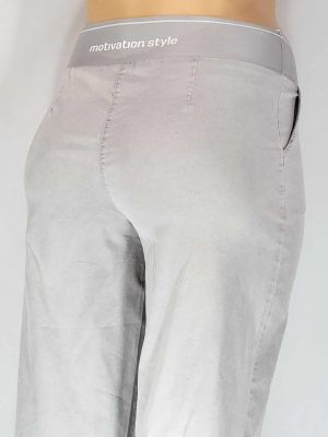 Дамски макси тънък еластичен панталон в големи размери с широки крачоли в бежово 03 00465